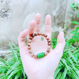VÒNG TAY TRẦM HƯƠNG PHỐI LU THỐNG NGỌC CẨM THẠCH KHẮC HOA VĂN - THẮNG GIANG