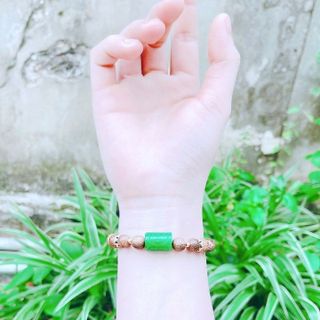 VÒNG TAY TRẦM HƯƠNG PHỐI LU THỐNG NGỌC CẨM THẠCH KHẮC HOA VĂN - THẮNG GIANG