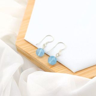 KHUYÊN TAI ĐÁ AQUAMARINE BẠC TA CAO CẤP - THẮNG GIANG