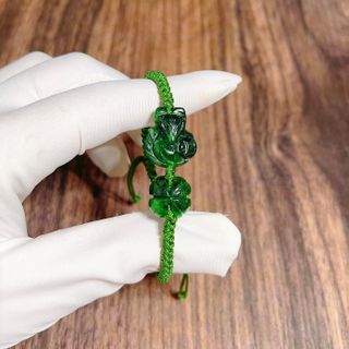 VÒNG TAY HỒ LY CỎ BỐN LÁ NGỌC CẨM THẠCH SƠN THỦY THIÊN NHIÊN - THẮNG GIANG