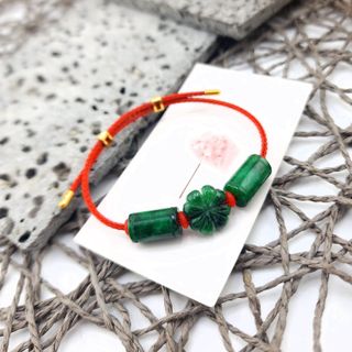 VÒNG TAY CỎ BỐN LÁ PHỐI LU THỐNG NGỌC CẨM THẠCH SƠN THỦY THIÊN NHIÊN - THẮNG GIANG