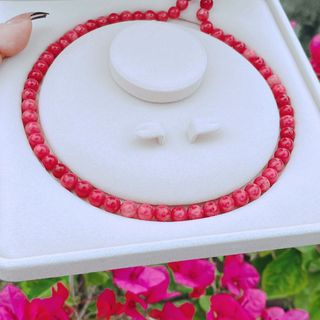 DÂY CHUYỀN THẠCH ANH HỒNG 8 LY TẶNG KÈM HỘP - THẮNG GIANG