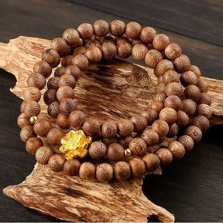CHUỖI VÒNG TAY TRẦM HƯƠNG TỐC THIÊN NHIÊN 108 HẠT PHỐI SEN - THẮNG GIANG