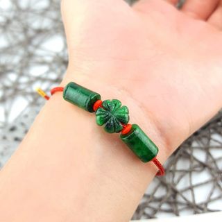 VÒNG TAY CỎ BỐN LÁ PHỐI LU THỐNG NGỌC CẨM THẠCH SƠN THỦY THIÊN NHIÊN - THẮNG GIANG