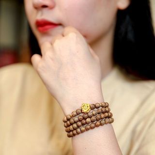CHUỖI VÒNG TAY TRẦM HƯƠNG TỐC THIÊN NHIÊN 108 HẠT PHỐI SEN - THẮNG GIANG