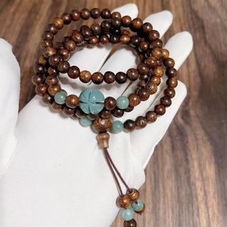 VÒNG TAY TRẦM HƯƠNG TỐC THIÊN NHIÊN PHỐI CỎ BỐN LÁ LAM NGỌC - THẮNG GIANG