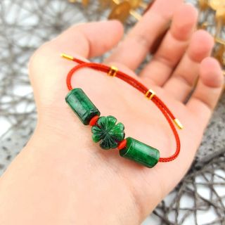 VÒNG TAY CỎ BỐN LÁ PHỐI LU THỐNG NGỌC CẨM THẠCH SƠN THỦY THIÊN NHIÊN - THẮNG GIANG