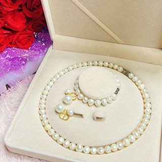 BỘ TRANG SỨC NGỌC TRAI NUÔI NƯỚC NGỌT THIÊN NHIÊN 10 LY - THẮNG GIANG