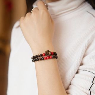 VÒNG TAY TAY TRẦM HƯƠNG SÁNH CHÌM THIÊN NHIÊN PHỐI CHARM SEN ĐÁ ĐỎ - THẮNG GIANG