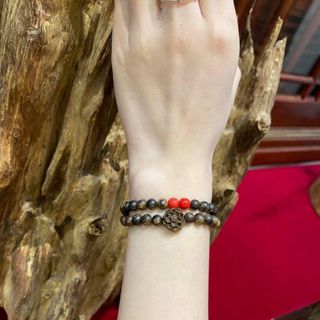 VÒNG TAY TAY TRẦM HƯƠNG SÁNH CHÌM THIÊN NHIÊN PHỐI CHARM SEN ĐÁ ĐỎ - THẮNG GIANG
