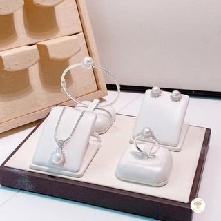 BỘ TRANG SỨC BẠC TA GẮN NGỌC TRAI NUÔI NƯỚC NGỌT THIÊN NHIÊN - THẮNG GIANG