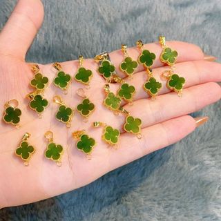 DÂY CHUYỀN CỎ BỐN LÁ NGỌC BÍCH THIÊN NHIÊN BỌC VÀNG TÂY 10 KARA - THẮNG GIANG