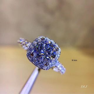 NHẪN MẶT VUÔNG XI BẠCH KIM GẮN KIM CƯƠNG MOISSANITE TẶNG KÈM KIỂM ĐỊNH QUỐC TẾ - THẮNG GIANG