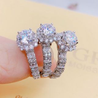 NHẪN BẠC Ý XI BẠCH KIM CAO CẤP GẮN KIM CƯƠNG MOISSANITE TẶNG KÈM KIỂM ĐỊNH QUỐC TẾ - THẮNG GIANG