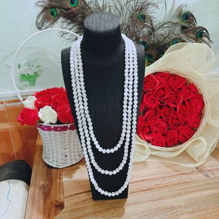 CHUỖI VÒNG CỔ THẠCH ANH TRẮNG BA TẦNG HẦU DÂNG THIÊN NHIÊN - THẮNG GIANG