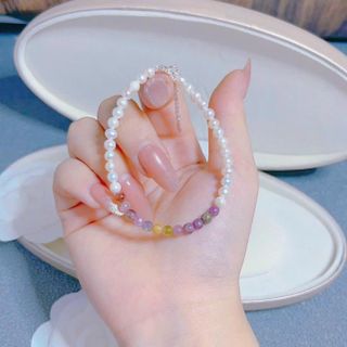 VÒNG TAY NGỌC TRAI NUÔI PHỐI ĐÁ TOUMALINE THIÊN NHIÊN - THẮNG GIANG