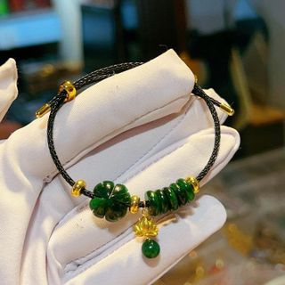 VÒNG TAY CỎ BỐN LÁ NGŨ ĐIẾU SƠN THỦY CHARM VÀNG TÂY 10 KARA - THẮNG GIANG