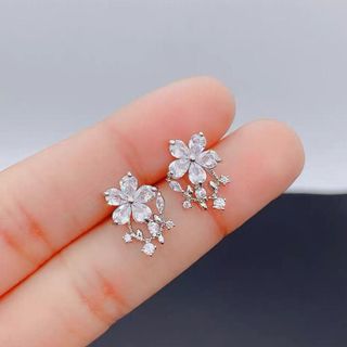BÔNG TAI HOA ĐÁ BẠC TA CAO CẤP - THẮNG GIANG