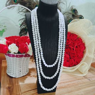 CHUỖI VÒNG CỔ THẠCH ANH TRẮNG BA TẦNG HẦU DÂNG THIÊN NHIÊN - THẮNG GIANG