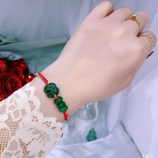 VÒNG TAY CỎ BỐN LÁ TAM ĐIẾU NGỌC CẨM THẠCH THIÊN NHIÊN - THẮNG GIANG