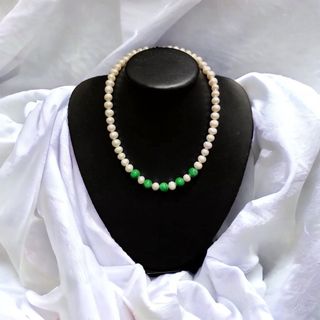 VÒNG CỔ NGỌC TRAI NUÔI PHỐI HẠT NGỌC CẨM THẠCH THIÊN NHIÊN - THẮNG GIANG