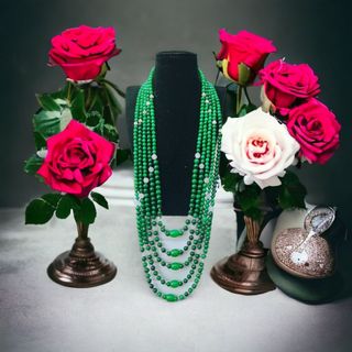 CHUỖI VÒNG CỔ NGỌC CẨM THẠCH NĂM TẦNG PHỐI LU THỐNG HẦU DÂNG - THẮNG GIANG
