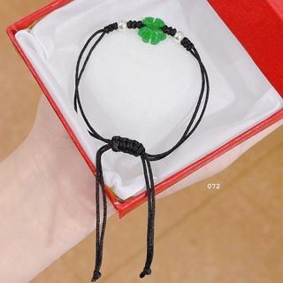 VÒNG TAY CỎ BỐN LÁ NGỌC CẨM THẠCH THIÊN NHIÊN TẾT BI BẠC TA CHUẨN - THẮNG GIANG