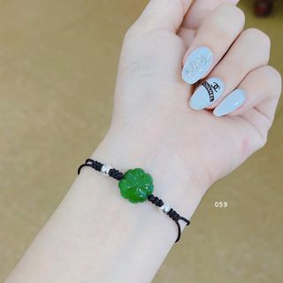 VÒNG TAY CỎ BỐN LÁ NGỌC CẨM THẠCH THIÊN NHIÊN TẾT BI BẠC TA CHUẨN - THẮNG GIANG