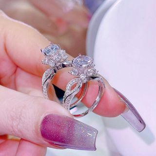NHẪN BẠC HOA ĐÍNH KIM CƯƠNG MOISSANITE TẶNG KÈM KIỂM ĐỊNH QUỐC TẾ - THẮNG GIANG