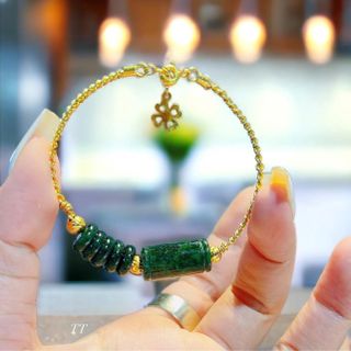 VÒNG TAY BẠC TA XI VÀNG PHỐI NGŨ ĐIẾU LU THỐNG NGỌC CẨM THẠCH SƠN THỦY THIÊN NHIÊN - THẮNG GIANG