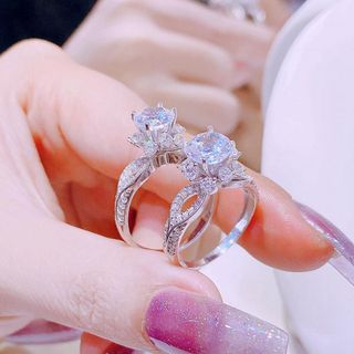 NHẪN BẠC HOA ĐÍNH KIM CƯƠNG MOISSANITE TẶNG KÈM KIỂM ĐỊNH QUỐC TẾ - THẮNG GIANG