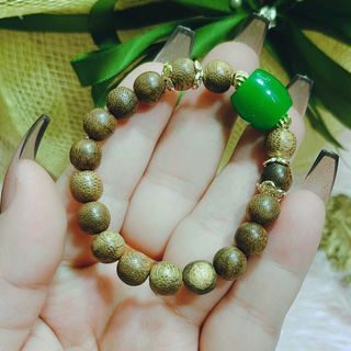 VÒNG TAY TRẦM HƯƠNG TỐC THIÊN NHIÊN PHỐI LU THỐNG CẨM THẠCH - THẮNG GIANG