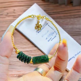 VÒNG TAY BẠC TA XI VÀNG PHỐI NGŨ ĐIẾU LU THỐNG NGỌC CẨM THẠCH SƠN THỦY THIÊN NHIÊN - THẮNG GIANG