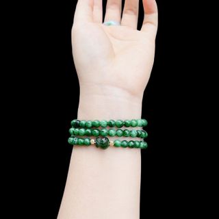 VÒNG TAY TÚI TIỀN NGỌC CẨM THẠCH SƠN THỦY PHỐI BI BẠC TA XI VÀNG 24 KARA - THẮNG GIANG