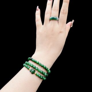 VÒNG TAY TÚI TIỀN NGỌC CẨM THẠCH SƠN THỦY PHỐI BI BẠC TA XI VÀNG 24 KARA - THẮNG GIANG