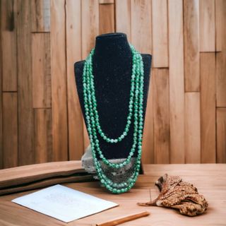CHUỖI VÒNG CỔ BA TẦNG THẠCH ANH RÊU THIÊN NHIÊN - THẮNG GIANG