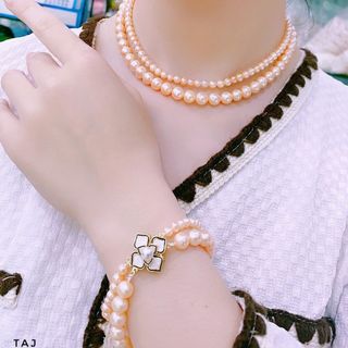 BỘ TRANG SỨC NGỌC TRAI NUÔI THIÊN NHIÊN HAI TẦNG KHÓA THỜI TRANG - THẮNG GIANG