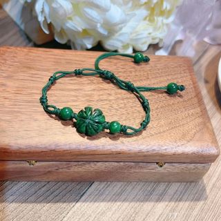 VÒNG TAY CỎ BỐN LÁ NGỌC CẨM THẠCH SƠN THỦY TẾT DÂY FREESIZE - THẮNG GIANG