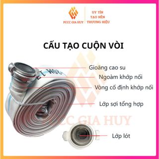 Vòi chữa cháy chuyên dụng đường kính DN50mm, DN65mm chiều dài 20m có khớp nối - PCCC Gia Huy