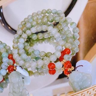 VÒNG TAY PHẬT DI LẶC NGỌC CẨM THẠCH DẦU THIÊN NHIÊN - THẮNG GIANG