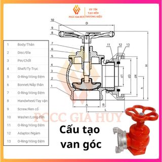 Van góc DN50,DN65 - van cứu hoả - van dùng trong PCCC