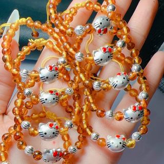 VÒNG TAY HỔ PHÁCH THIÊN NHIÊN PHỐI CHARM KITTY BẠC TA CHUẨN CÓ THẺ HÓA ĐƠN - THẮNG GIANG