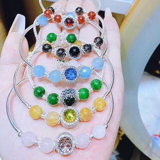 VÒNG TAY ĐÁ PHONG THỦY PHỐI CHARM BẠC TA CAO CẤP - THẮNG GIANG