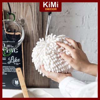 BÔNG TRÒN LAU TAY Đa Năng Kiểu Dáng Độc Đáo, Khăn Chất Liệu Mềm Mịn Siêu Thấm Nước Treo Nhà Bếp - KiMi Decor