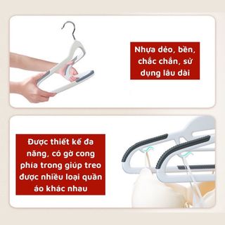 COMBO 10 MÓC TREO QUẦN ÁO Chống Trượt Xoay 360 Độ Đa Năng Chất Nhựa Cao Cấp Bền Bỉ Nhiều Chỗ Móc Đồ