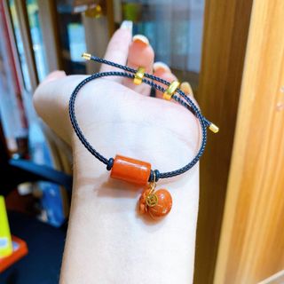 VÒNG TAY LU THỐNG TÚI TIỀN NGỌC CẨM THẠCH HUYẾT THIÊN NHIÊN BỌC VÀNG TÂY 10 KARA - THẮNG GIANG