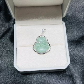 MẶT DÂY CHUYỀN PHẬT DI LẶC NGỌC CẨM THẠCH THIÊN NHIÊN BỌC BẠC TA - THẮNG GIANG