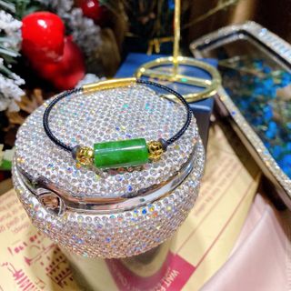 VÒNG TAY LU THỐNG NGỌC CẨM THẠCH SƠN THỦY THIÊN NHIÊN PHỐI CHARM BI KIM TIỀN VÀNG TÂY 10 KARA CÓ THẺ HÓA ĐƠN - THẮNG GIANG