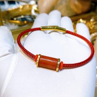 VÒNG TAY LU THỐNG NGỌC CẨM THẠCH HUYẾT THIÊN NHIÊN BỌC VÀNG TÂY 10 KARA - THẮNG GIANG