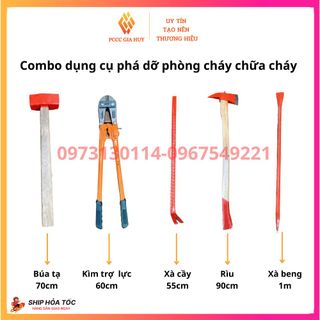 Combo dụng cụ phá dỡ phòng cháy chữa cháy, bộ dụng cụ 5 món gồm búa, rìu, xà beng, xà cầy, chất lượng thép tốt giá sỉ